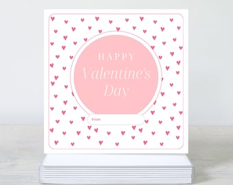 Etiquetas o pegatinas de clase de San Valentín / Impresas / Tarjetas de San Valentín / Paquete de 25