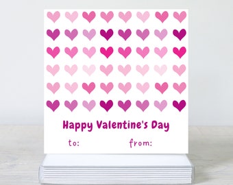 Etiquetas o pegatinas para la clase de San Valentín / Impresas / Tarjetas de San Valentín para el aula infantil / Paquete de 25