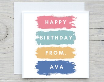 Tarjetas o pegatinas de cumpleaños personalizadas, etiquetas con nombre personalizadas