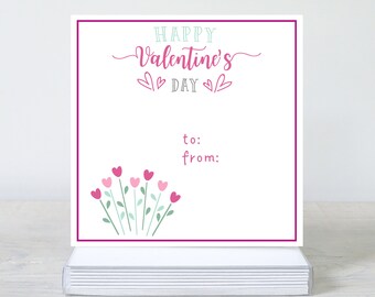 Etiquetas o pegatinas para la clase de San Valentín / Impresas / Tarjetas de San Valentín para el aula infantil / Paquete de 25
