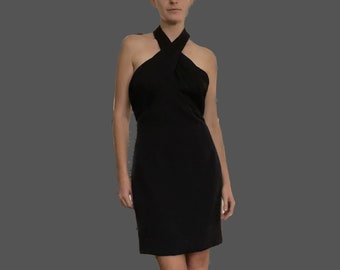 1980's Black Cocktail Dress| Silk+Wool