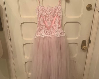 XXS Pink Princess Dress with White Lace l Ballroom Gown l Prom Dress l Quinceañera Dress
