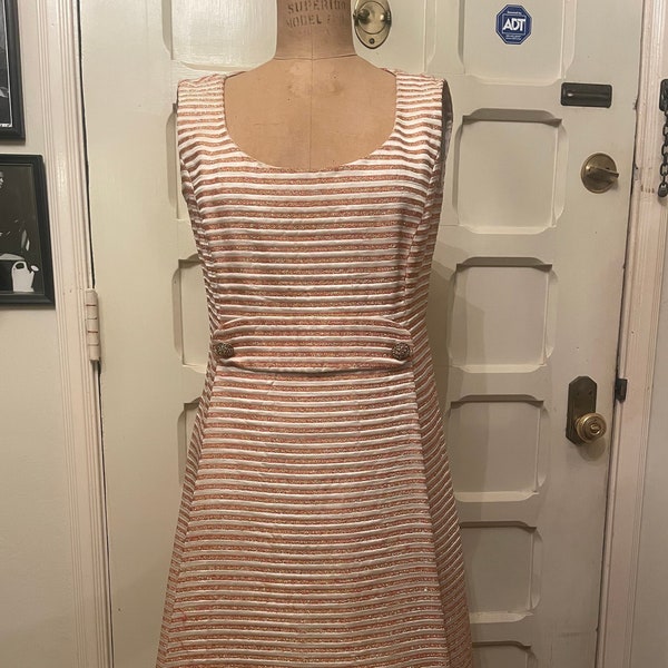 Vintage 1950s Ceil Chapman Metallic Striped Designer Dress