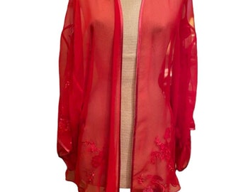 Embroidered Red silk top