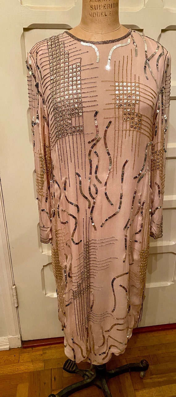 1980’s woman’s silk sequined dress