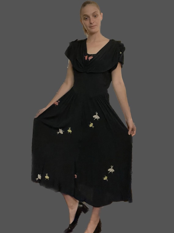 1940's Ballerina Rayon Dress - image 1