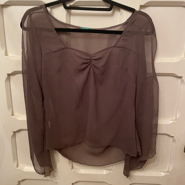 Sheer long Sleeved Flowy Shirt | Benton| Silk