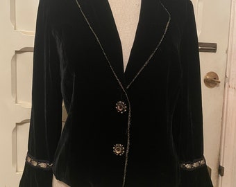 Elegant Vintage Black Silk and Rayon Jacket