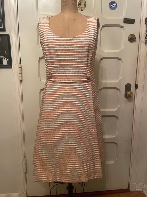 Vintage 1950s Ceil Chapman Metallic Striped Design