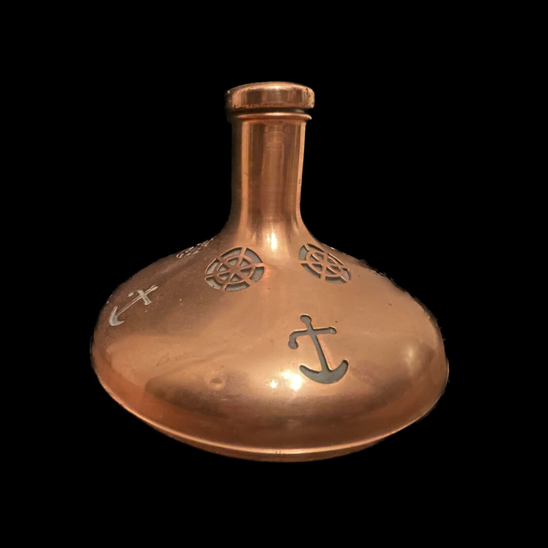 1940's Bronze Decanter With Nautical Symbols Etsy