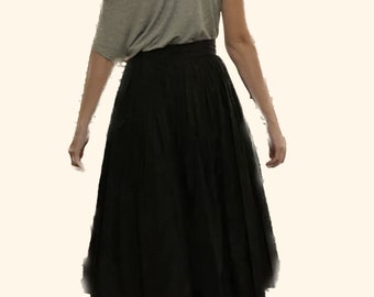 1950's Black Silk Taffeta Skirt