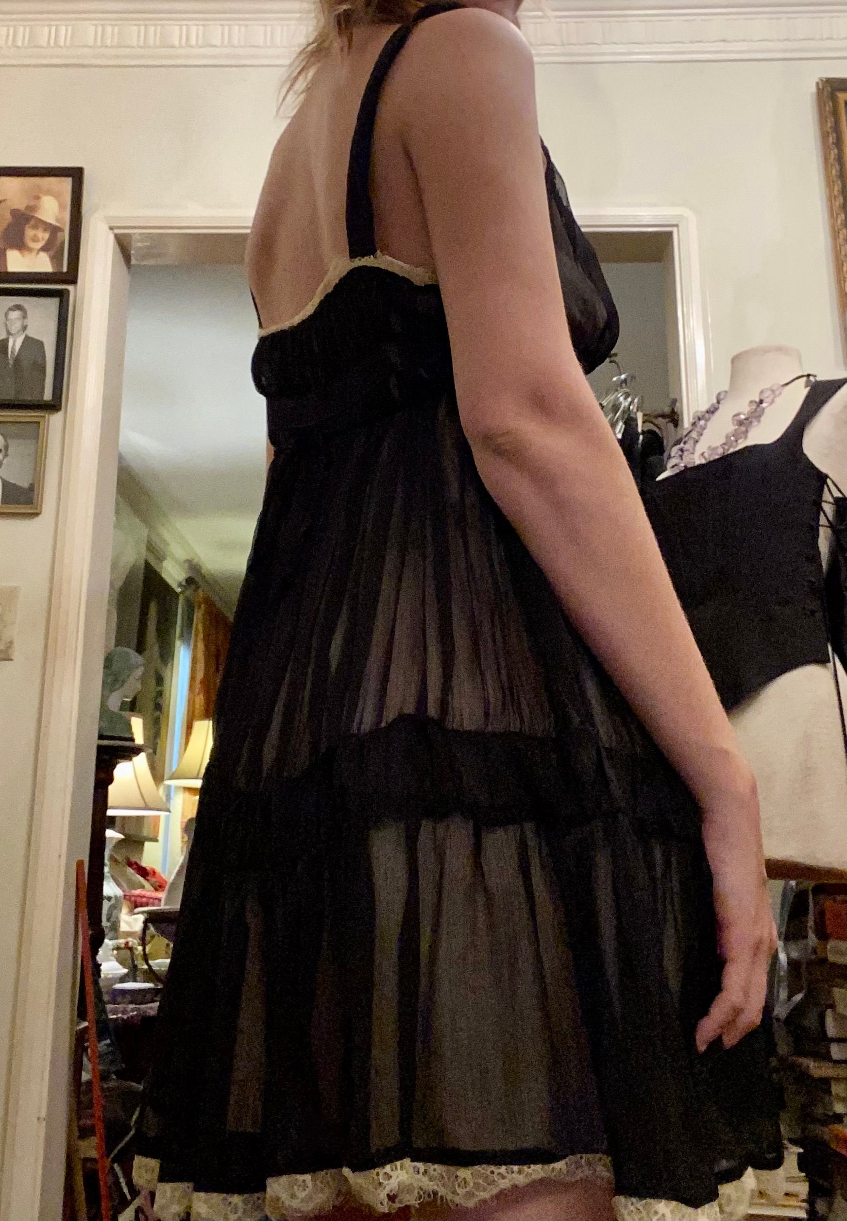 90’s Black Lace Babydoll Dress main image 1