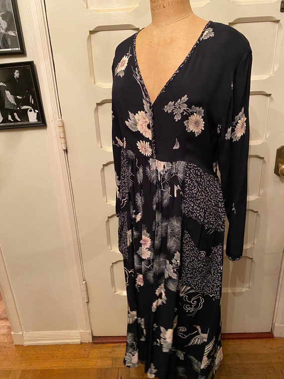 1980’s Rayon Patchwork dress w/ pockets , Covered… - image 7