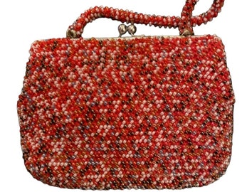 1950's Red and White beaded bag