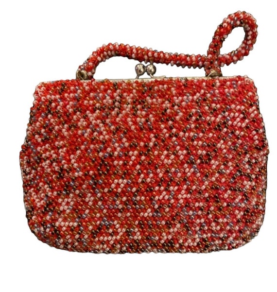 1950's Red and White beaded bag