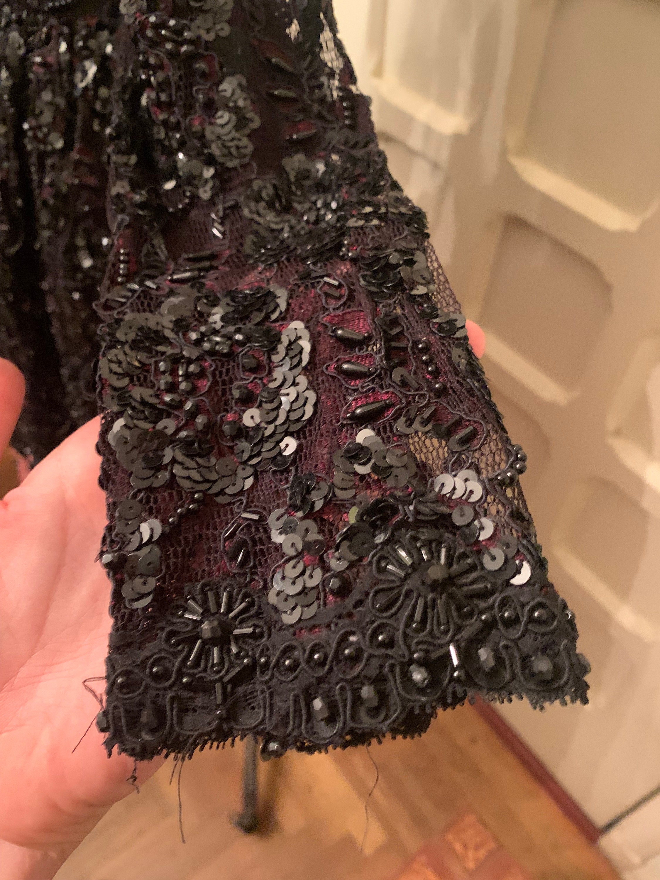 VINTAGE Bill Blass Black Sequin Dress With Pink Detailing - Etsy VINTAGE Bill Blass Black Sequin Dress With Pink Detailing - Etsy