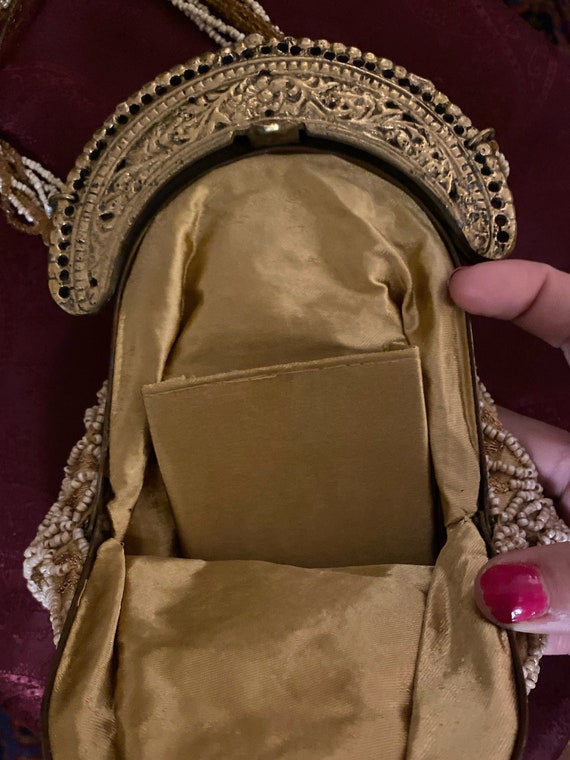 VINTAGE 1980’s handmade indian beaded evening bag - image 6