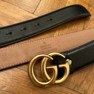 Vintage GUCCI GG Marmont Wide Leather Belt in Black |Genuine Leather GUCCI Belt |