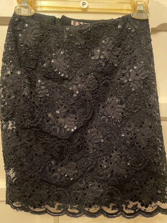 Vintage 1960s Sequin Black Skirt - image 2