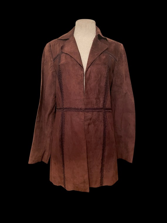 Vintage Brown Suede Leather Coat