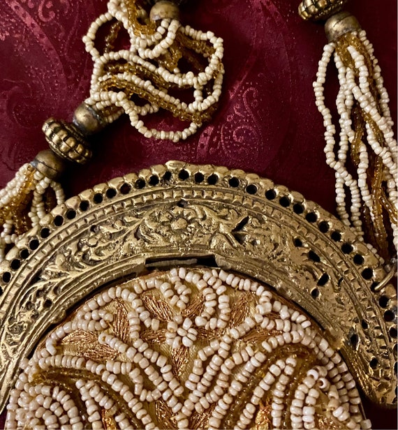 VINTAGE 1980’s handmade indian beaded evening bag - image 2