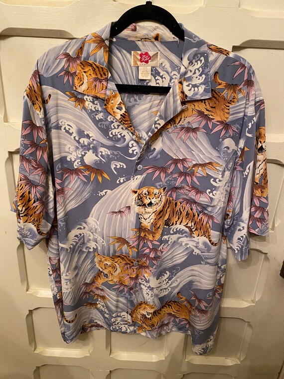 Silk Hawaiian Shirt With Water Tiger Etsy