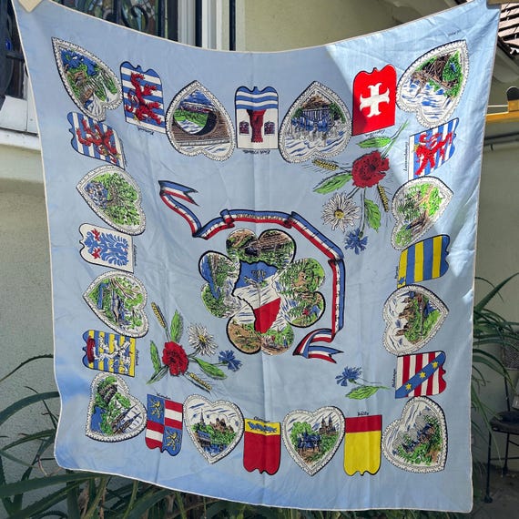 VINTAGE 1940’s Luxembourg Silk Handkerchief Scarf - image 5