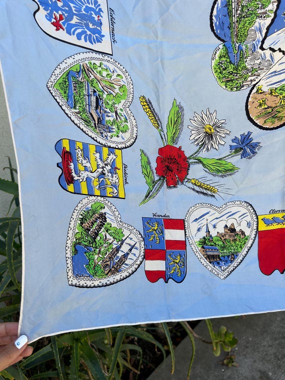 VINTAGE 1940’s Luxembourg Silk Handkerchief Scarf - image 6
