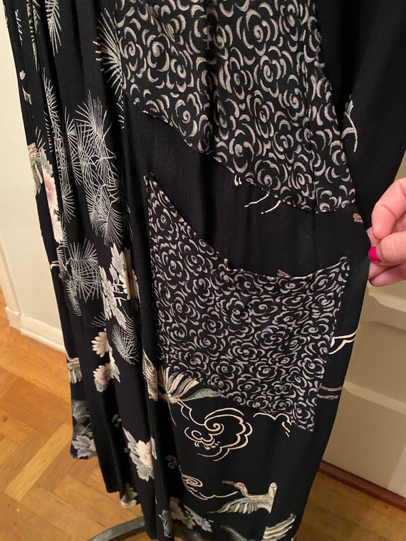 1980’s Rayon Patchwork dress w/ pockets , Covered… - image 4