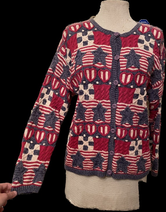 Hand-knit Vintage Star Spangled Sweater