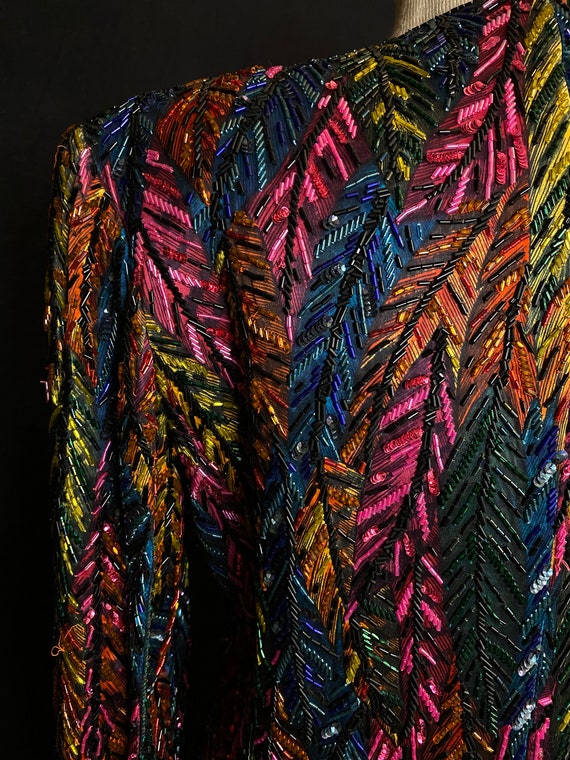 Bob Mackie 90's Designer Couture Beaded Shirt - image 3