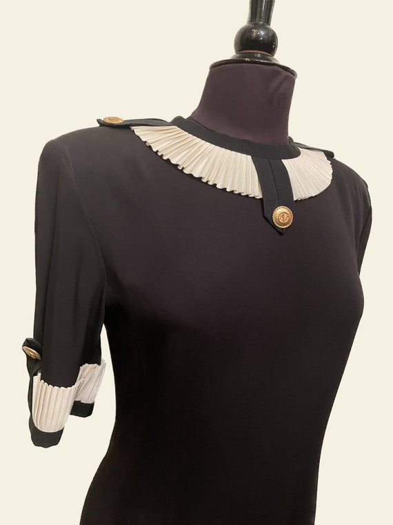1980's Black Dress with Gold Metal Buttons