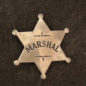 Vintage Style Marshal Badge - Western Sheriff Star Pin - Old West Costume Accessory