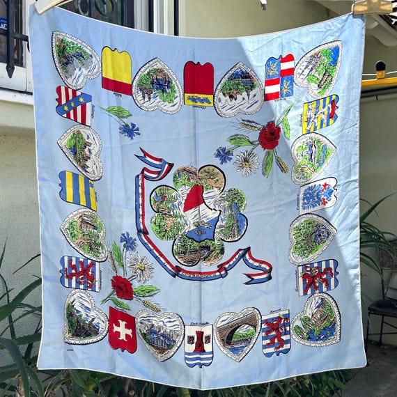 VINTAGE 1940’s Luxembourg Silk Handkerchief Scarf - image 1