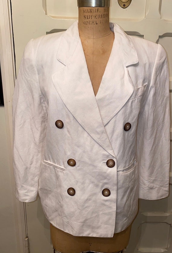 1980’s White linen summer double breasted jacket