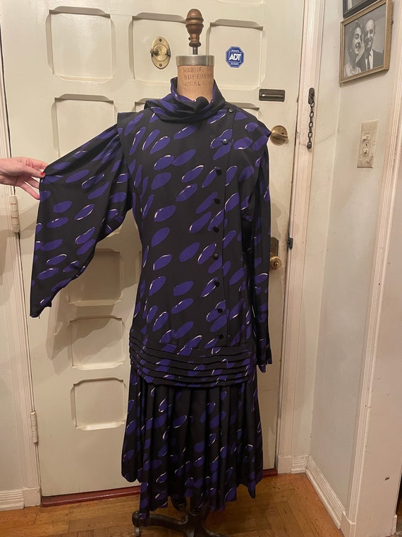 1970s Ungaro Bubble Skirt Silk Dress