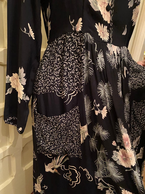 1980’s Rayon Patchwork dress w/ pockets , Covered… - image 5