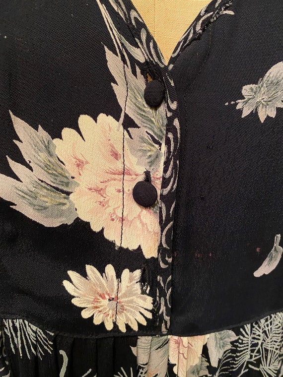 1980’s Rayon Patchwork dress w/ pockets , Covered… - image 2