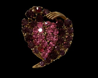 1950's Purple and Gold Heart-Shaped Brooch