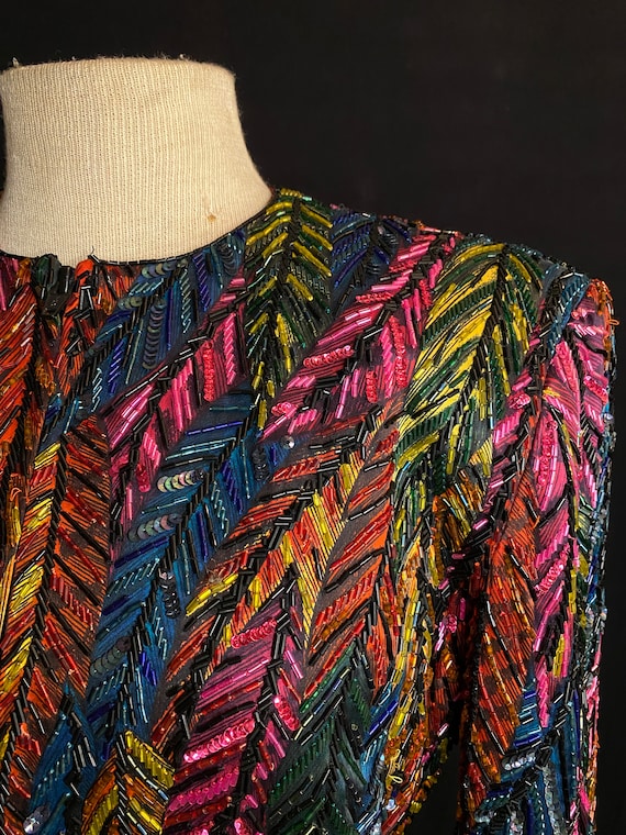 Bob Mackie 90's Designer Couture Beaded Shirt - image 4