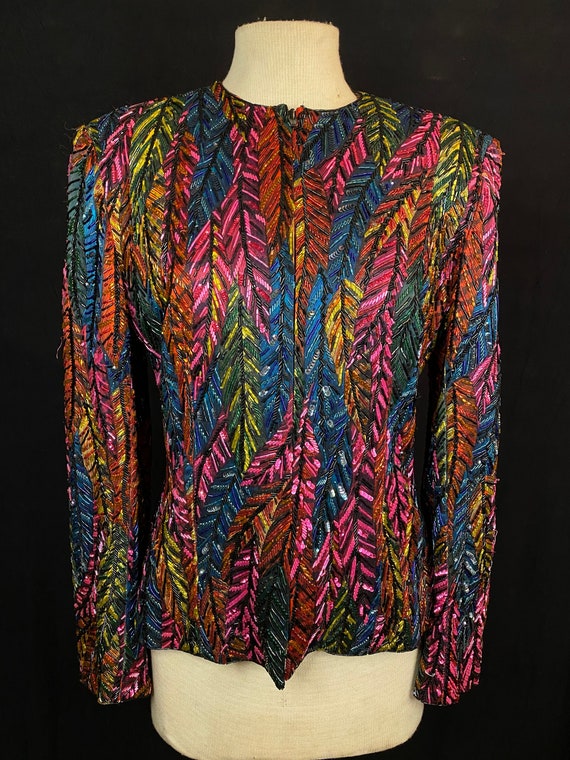 Bob Mackie 90's Designer Couture Beaded Shirt - image 1