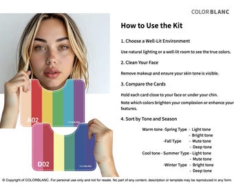 30 Color Personal Color Analysis DIY Kit – Step-by-Step Printable Comparison Cards PDF