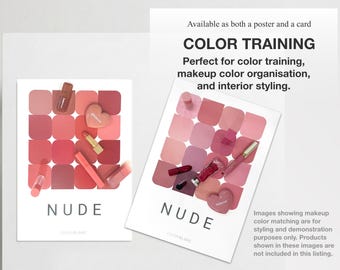 Printable Color Posters Set of 40 – Individual Color Charts  | Mosaic & Block Layout | Digital PDF