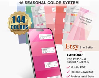 16 Season Color Palette – 144 Pantone Fashion Color Chips – Lab sRGB HEX – Mobile Digital Library for Personal Color Analysis