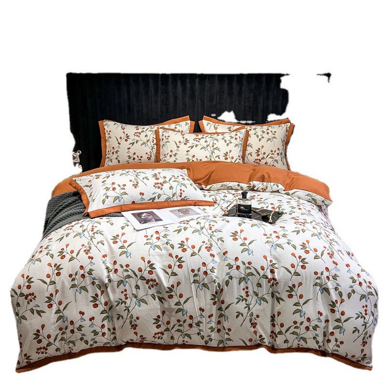 100 Cotton White Floral Duvet Cover Full/queendorm Bedding Etsy