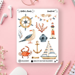 Nautical | Planner Stickers, Scrapbook Sticker, Bullet Journal, Sea, Sailing, Yachting, Ocean, Pacific, Atlantic, Boats, Light House, Anchor