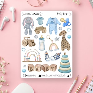 Baby Boy | Planner Stickers, Scrapbook Stickers, Bullet Journal, Baby Stickers, Watercolor, Pregnancy, Baby Planner, Milestone, Newborn