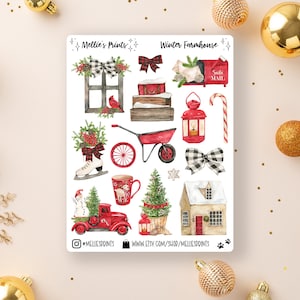 Winter Farmhouse | Planner Stickers, Scrapbook Stickers, Bullet Journal Stickers, Christmas Stickers, Christmas, Winter, Holiday, Home, Cozy