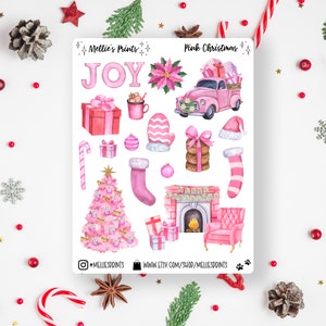 Pink Christmas | Planner Stickers, Scrapbook Stickers, Bullet Journal, Stickers, Christmas, Winter, Holiday, Pink, Girly Pop, Girly Tok