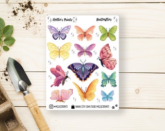 Butterflies | Planner Stickers, Scrapbook Stickers, Bullet Journal Stickers, Butterfly Conservation, Watercolor, Nature, Butterfly Love